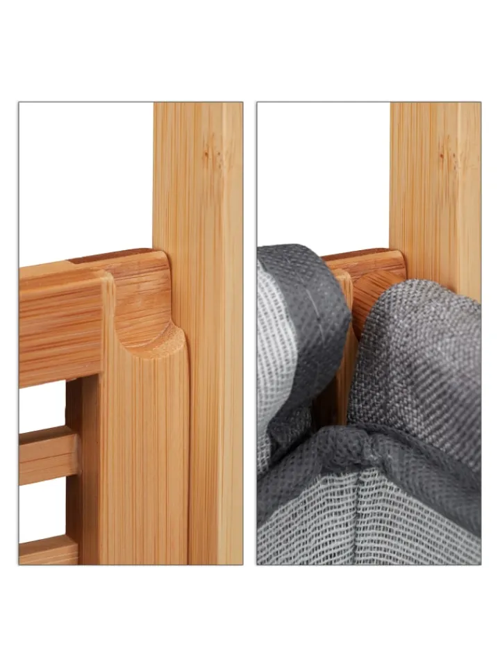relaxdays Wäschekörbe & -Ständer<Wäschekorb in Natur/Grau - (B)40 x (H)60 x (T)35 cm