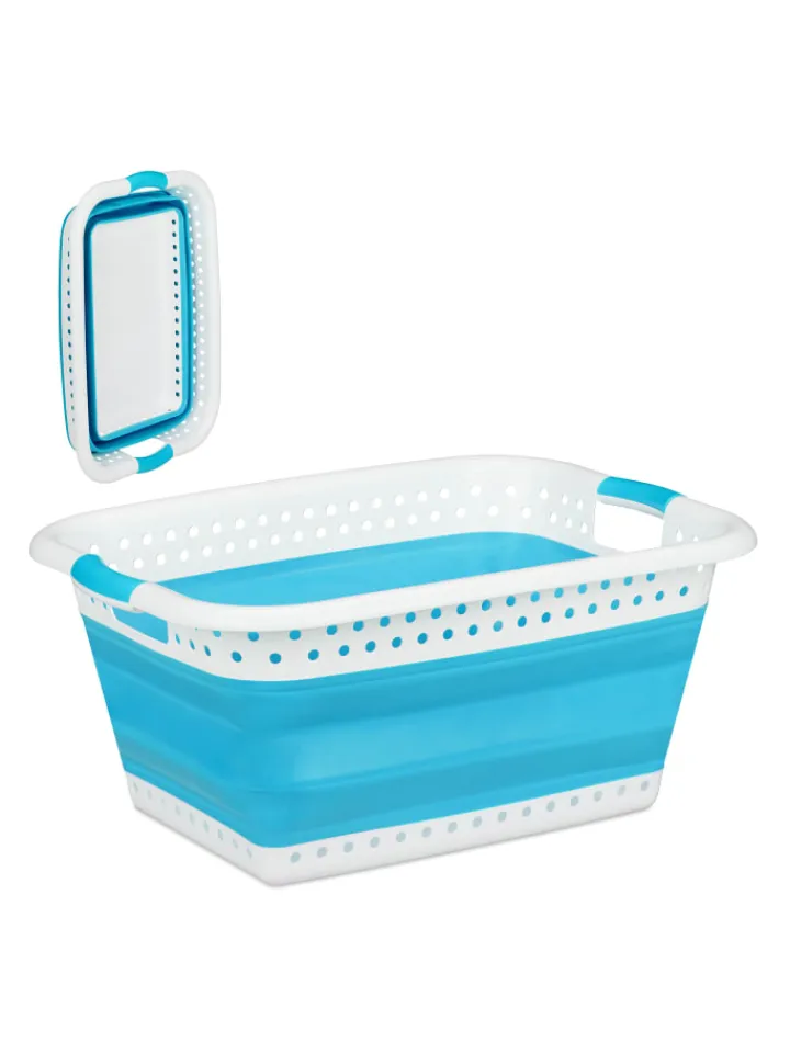 relaxdays Wäschekörbe & -Ständer<Wäschekorb in Petrol - (B)61 x (H)27 x (T)45,5 cm