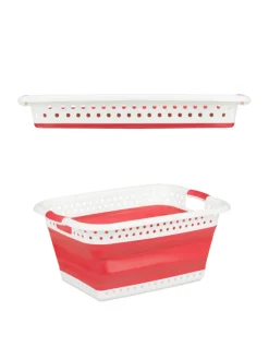 relaxdays Wäschekörbe & -Ständer<Wäschekorb in Rot - (B)61 x (H)27 x (T)45,5 cm