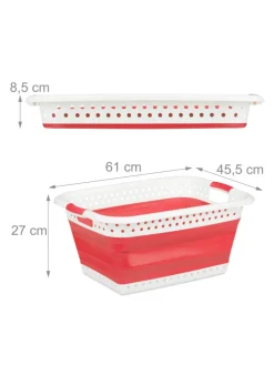 relaxdays Wäschekörbe & -Ständer<Wäschekorb in Rot - (B)61 x (H)27 x (T)45,5 cm