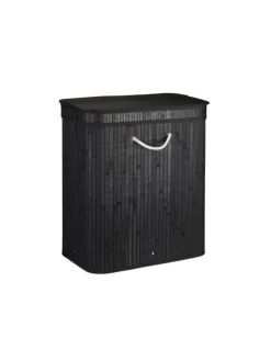 relaxdays Wäschekörbe & -Ständer<Wäschekorb in Schwarz - (B)55 x (H)63 x (T)35 cm