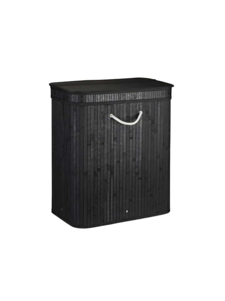 relaxdays Wäschekörbe & -Ständer<Wäschekorb in Schwarz - (B)55 x (H)63 x (T)35 cm