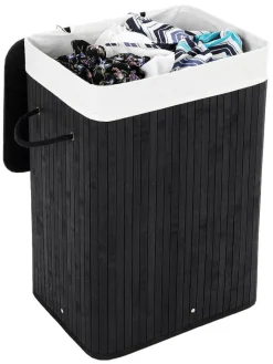 SONGMICS Wäschekörbe & -Ständer<Wäschekorb in Schwarz/ Weiß - (B)40 x (H)60 x (T)30 cm