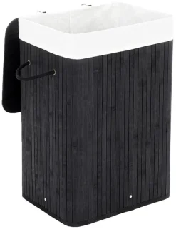 SONGMICS Wäschekörbe & -Ständer<Wäschekorb in Schwarz/ Weiß - (B)40 x (H)60 x (T)30 cm