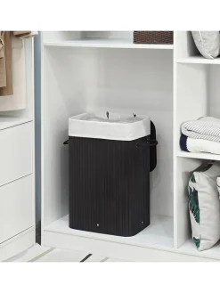 SONGMICS Wäschekörbe & -Ständer<Wäschekorb in Schwarz/ Weiß - (B)40 x (H)60 x (T)30 cm
