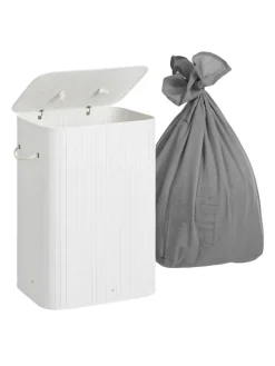 relaxdays Wäschekörbe & -Ständer<Wäschekorb in Weiß - (B)52 x (H)63 x (T)32 cm