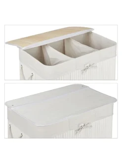 relaxdays Wäschekörbe & -Ständer<Wäschekorb in Weiß - (B)62,5 x (H)62 x (T)42,5 cm