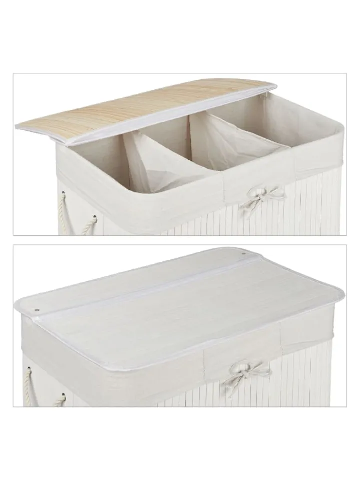 relaxdays Wäschekörbe & -Ständer<Wäschekorb in Weiß - (B)62,5 x (H)62 x (T)42,5 cm