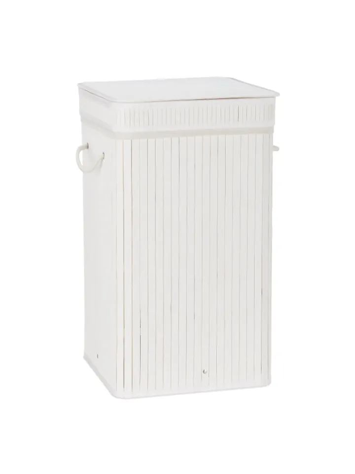 relaxdays Wäschekörbe & -Ständer<Wäschekorb in Weiß - (B)36 x (H)63 x (T)36 cm