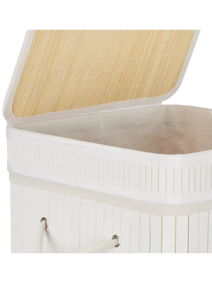 relaxdays Wäschekörbe & -Ständer<Wäschekorb in Weiß - (B)36 x (H)63 x (T)36 cm
