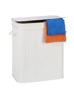 relaxdays Wäschekörbe & -Ständer<Wäschekorb in Weiß - (B)55 x (H)63 x (T)35 cm
