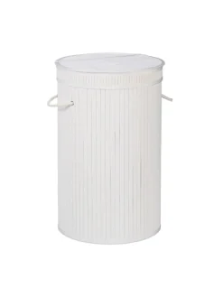 relaxdays Wäschekörbe & -Ständer<Wäschekorb in Weiß - (H)63 x Ø40 cm