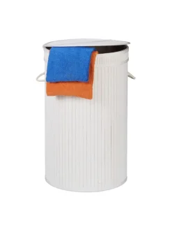 relaxdays Wäschekörbe & -Ständer<Wäschekorb in Weiß - (H)63 x Ø40 cm
