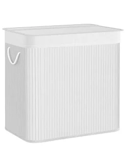Songmics Wäschekörbe & -Ständer<Wäschekorb in Weiß/ Beige - (B)60 x (H)61 x (T)40 cm