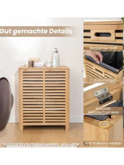 COSTWAY Wäschekörbe & -Ständer<Wäschekorb 80L in Hellbraun