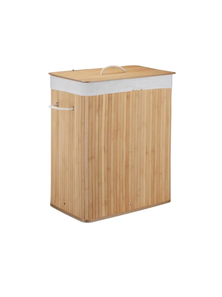 relaxdays Wäschekörbe & -Ständer<Wäschekorb Natur - (B)55 x (H)63 x (T)35 cm