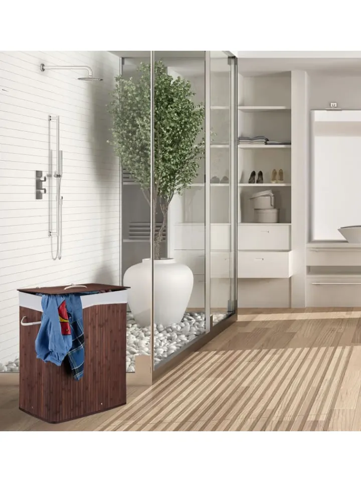 relaxdays Wäschekörbe & -Ständer<Wäschekorb Natur - (B)55 x (H)63 x (T)35 cm