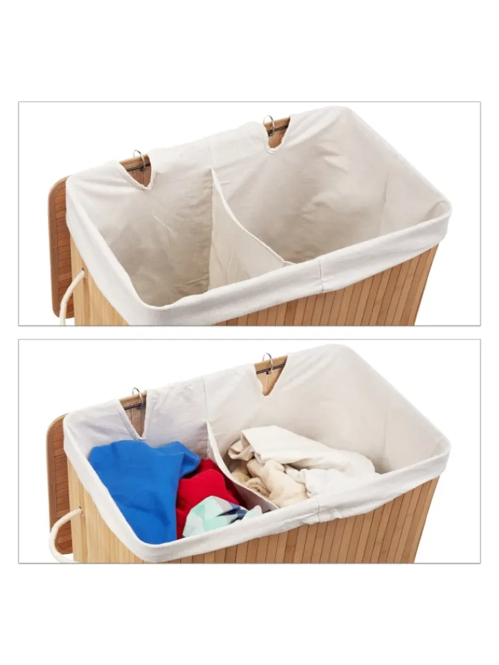 relaxdays Wäschekörbe & -Ständer<Wäschekorb Natur - (B)55 x (H)63 x (T)35 cm