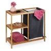relaxdays Wäschekörbe & -Ständer<Wäschekorb Regal in Natur/ Grau - (B)68 x (H)65 x (T)33 cm