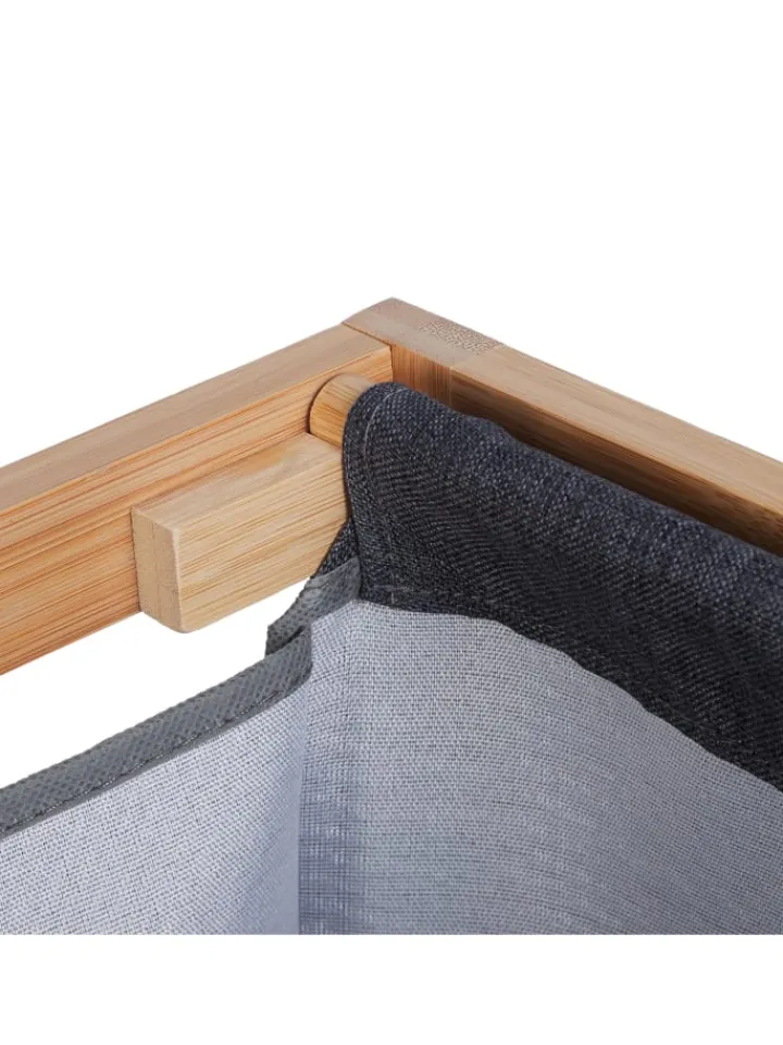 relaxdays Wäschekörbe & -Ständer<Wäschekorb Regal in Natur/ Grau - (B)68 x (H)65 x (T)33 cm