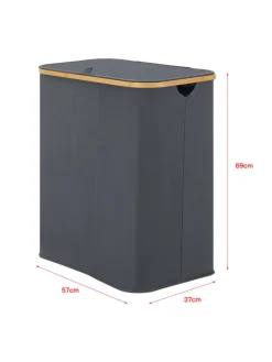 en.casa Wäschekörbe & -Ständer<Wäschekorb Rusko in Grau (H)69cm (B)57cm (T)37cm (V)140l