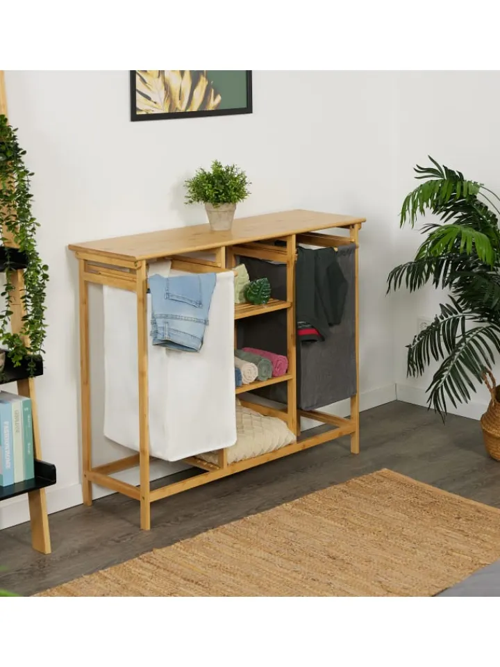 relaxdays Wäschekörbe & -Ständer<Wäschekorbregal in Mehrfarbig - (B)100 x (H)80 x (T)32 cm