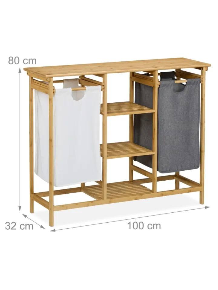 relaxdays Wäschekörbe & -Ständer<Wäschekorbregal in Mehrfarbig - (B)100 x (H)80 x (T)32 cm