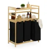 relaxdays Wäschekörbe & -Ständer<Wäschekorbregal in Natur/ Schwarz - (B)80 x (H)105 x (T)40 cm