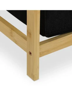 relaxdays Wäschekörbe & -Ständer<Wäschekorbregal in Natur/ Schwarz - (B)80 x (H)105 x (T)40 cm