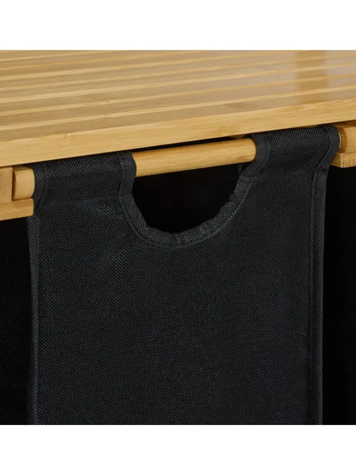relaxdays Wäschekörbe & -Ständer<Wäschekorbregal in Natur/ Schwarz - (B)80 x (H)105 x (T)40 cm