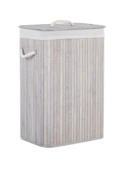 Beliani Wäschekörbe & -Ständer<Wäschekörbe KOMARI in Grau/Weiß - (W) 40 x (H) 60 x (L) 30 cm