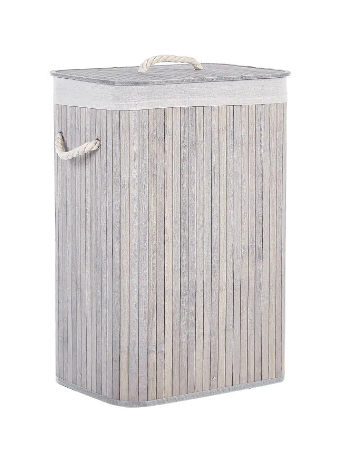 Beliani Wäschekörbe & -Ständer<Wäschekörbe KOMARI in Grau/Weiß - (W) 40 x (H) 60 x (L) 30 cm