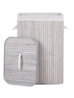 Beliani Wäschekörbe & -Ständer<Wäschekörbe KOMARI in Grau/Weiß - (W) 40 x (H) 60 x (L) 30 cm