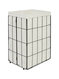 Beliani Wäschekörbe & -Ständer<Wäschekörbe MIRISSA in Schwarz/Weiß/Braun - (W) 40 x (H) 60 x (L) 30 cm