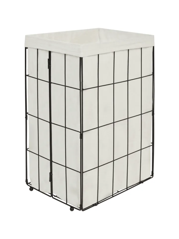 Beliani Wäschekörbe & -Ständer<Wäschekörbe MIRISSA in Schwarz/Weiß/Braun - (W) 40 x (H) 60 x (L) 30 cm