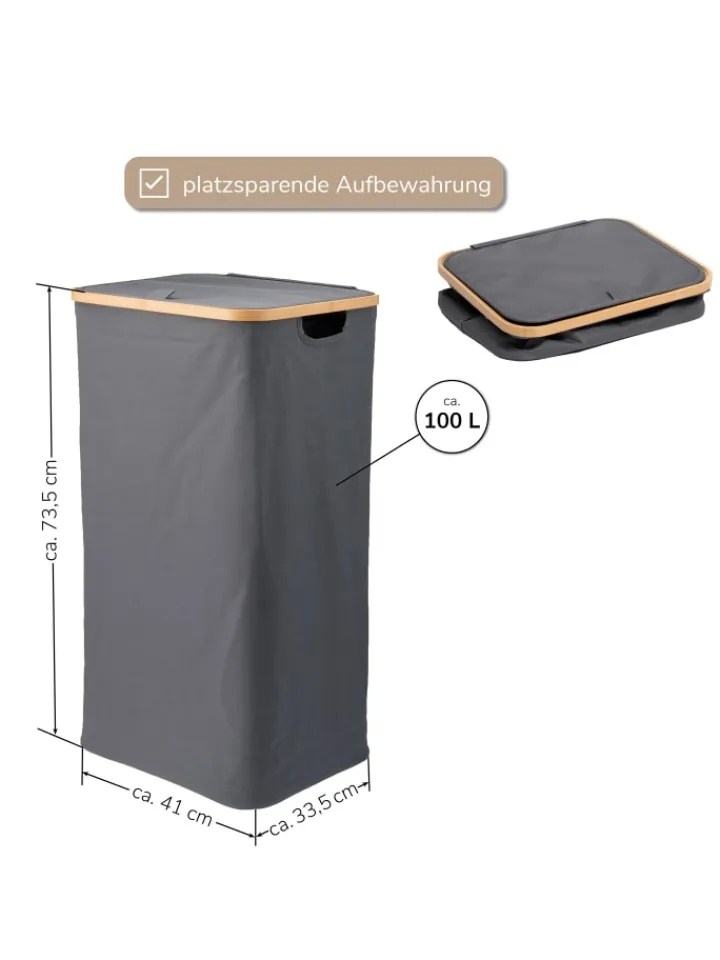bremermann Wäschekörbe & -Ständer<Wäschesammler 100 Liter grau