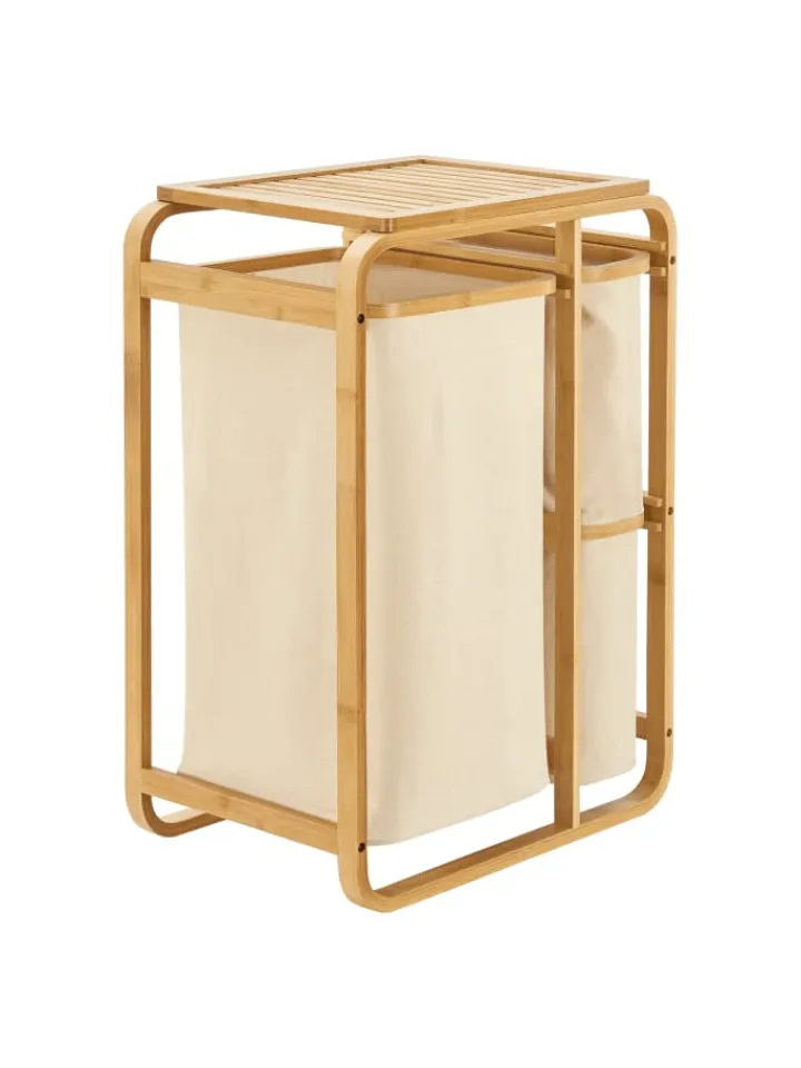 en.casa Wäschekörbe & -Ständer<Wäschesammler Evenes in Beige (H)70.5cm (B)49.5cm (T)33cm