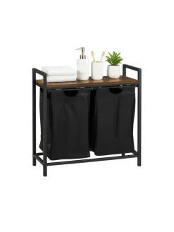 relaxdays Weitere Haushaltshelfer<Wäschesammler in Braun/ Schwarz - (B)73 x (H)72 x (T)33 cm