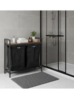 relaxdays Weitere Haushaltshelfer<Wäschesammler in Braun/ Schwarz - (B)73 x (H)72 x (T)33 cm