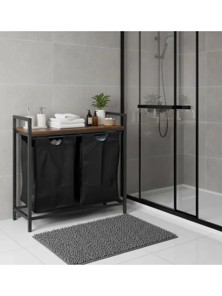 relaxdays Weitere Haushaltshelfer<Wäschesammler in Braun/ Schwarz - (B)73 x (H)72 x (T)33 cm