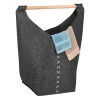 relaxdays Wäschekörbe & -Ständer<Wäschesammler in Dunkelgrau/ Natur - (B)62 x (H)68 x (T)34,5 cm