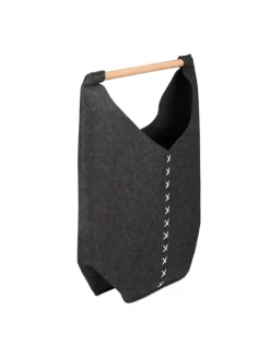 relaxdays Wäschekörbe & -Ständer<Wäschesammler in Dunkelgrau/ Natur - (B)62 x (H)68 x (T)34,5 cm