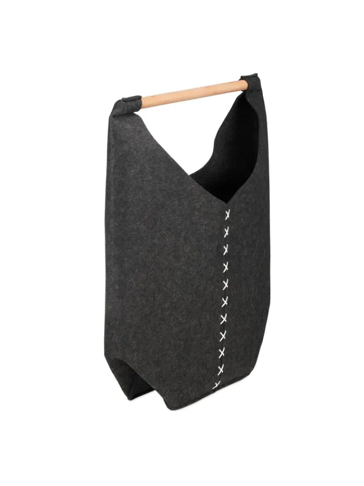relaxdays Wäschekörbe & -Ständer<Wäschesammler in Dunkelgrau/ Natur - (B)62 x (H)68 x (T)34,5 cm