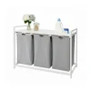 relaxdays Wäschekörbe & -Ständer<Wäschesammler in Grau/ Weiß - (B)109,5 x (H)73,5 x (T)33 cm