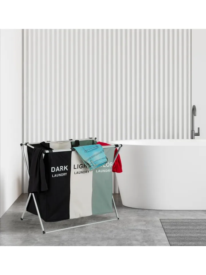 relaxdays Wäschekörbe & -Ständer<Wäschesammler in Mehrfarbig - (B)65 x (H)60 x (T)36,5 cm