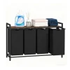 relaxdays Wäschekörbe & -Ständer<Wäschesammler in Schwarz/ Braun - (B)116 x (H)72 x (T)33 cm