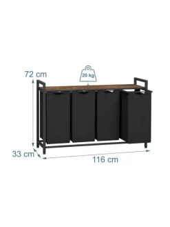 relaxdays Wäschekörbe & -Ständer<Wäschesammler in Schwarz/ Braun - (B)116 x (H)72 x (T)33 cm