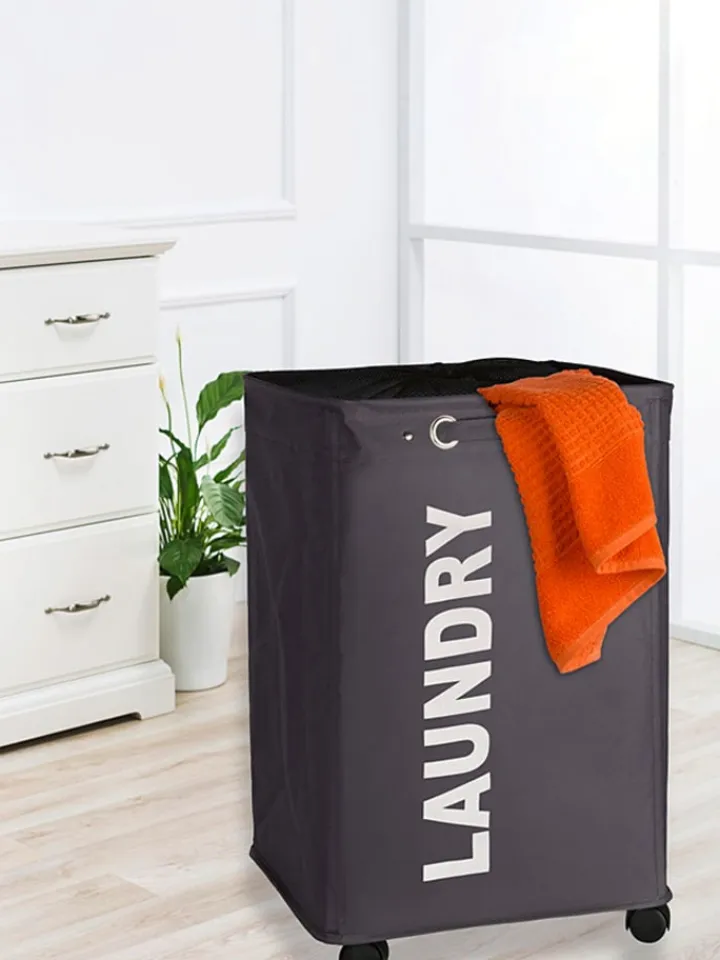 Wenko Wäschekörbe & -Ständer<Wäschesammler "Quadro Grau" in Grau - 79 l