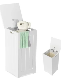COSTWAY Wäschekörbe & -Ständer<Wäscheschrank freistehend in Weiß