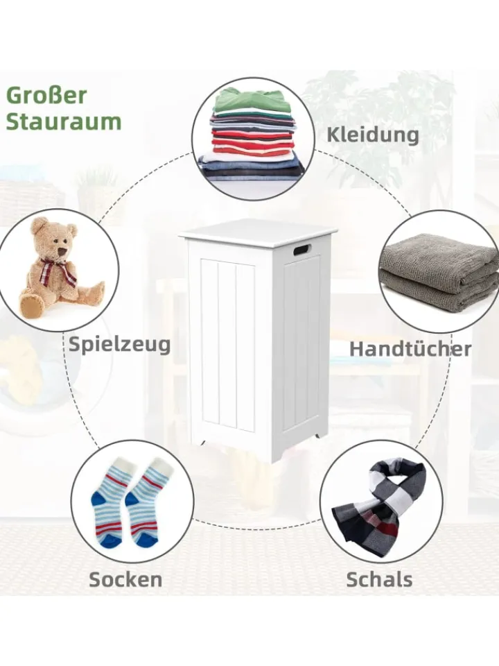 COSTWAY Wäschekörbe & -Ständer<Wäscheschrank freistehend in Weiß